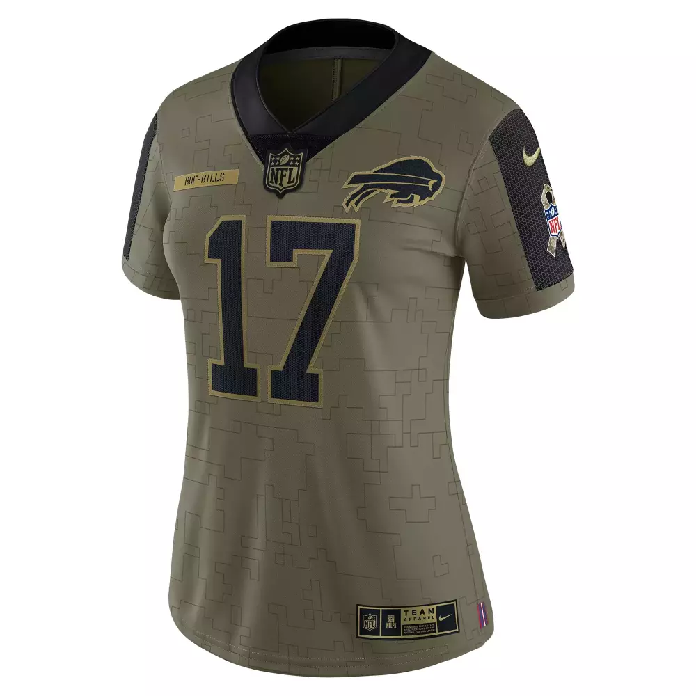 Stefon Diggs 17 Buffalo Bills Jersey Olive Green Salute To Service 100th Season Women