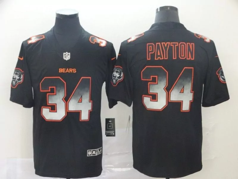 Walter Payton 34 Bears Jersey Black Men Player Orange Grey Vapor