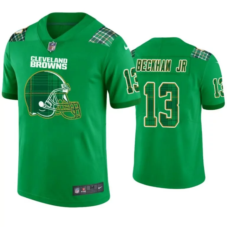 Odell Beckham 13 Cleveland Browns Jersey Green St. Patrick's Day Men Custom Design
