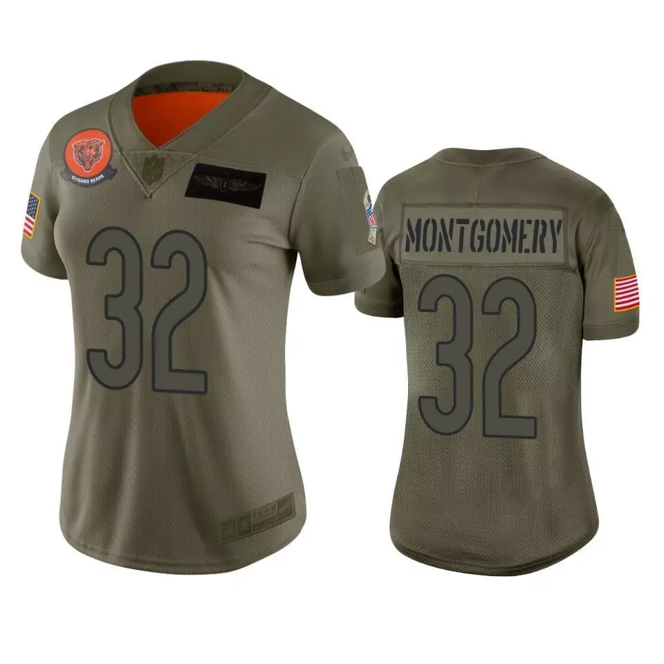David Montgomery 32 Chicago Bears Jersey Olive Green Salute To Service American Flag