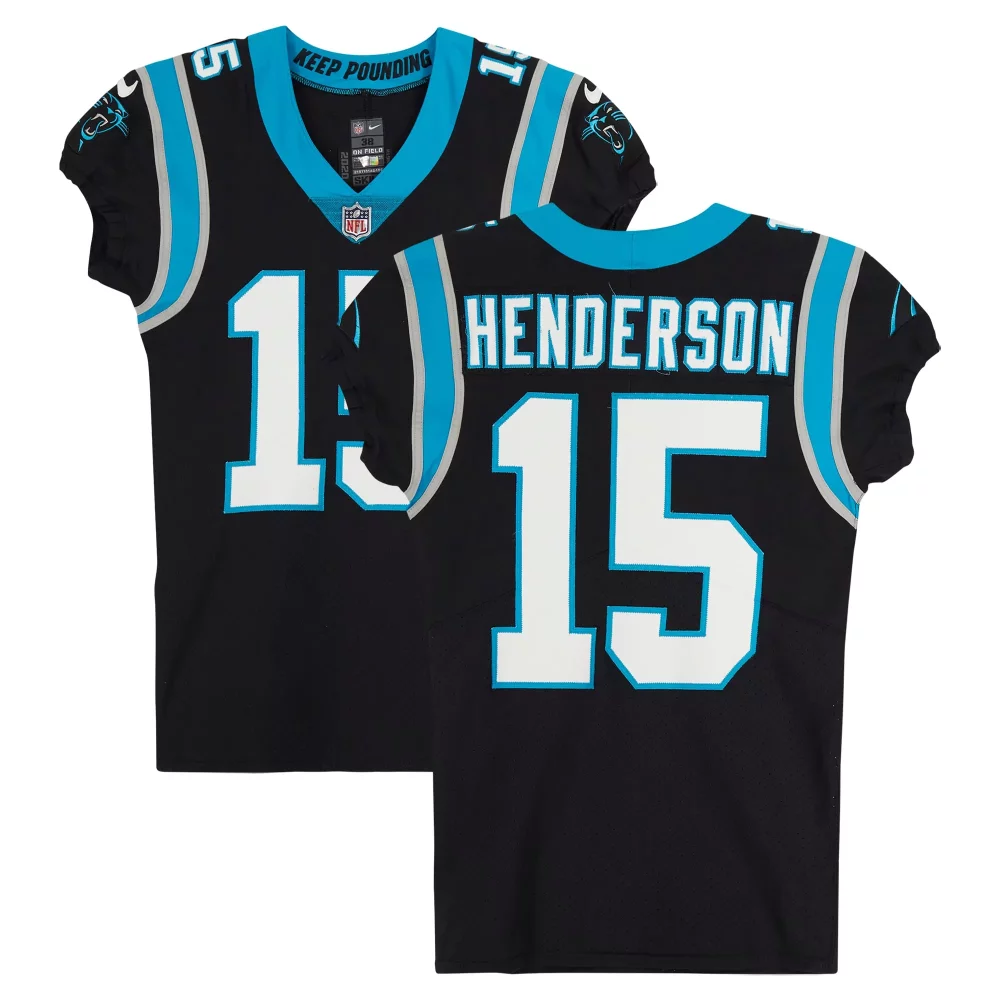 Cj Henderson 15 Carolina Panthers Jersey Black Men Player Light Blue Silver Game