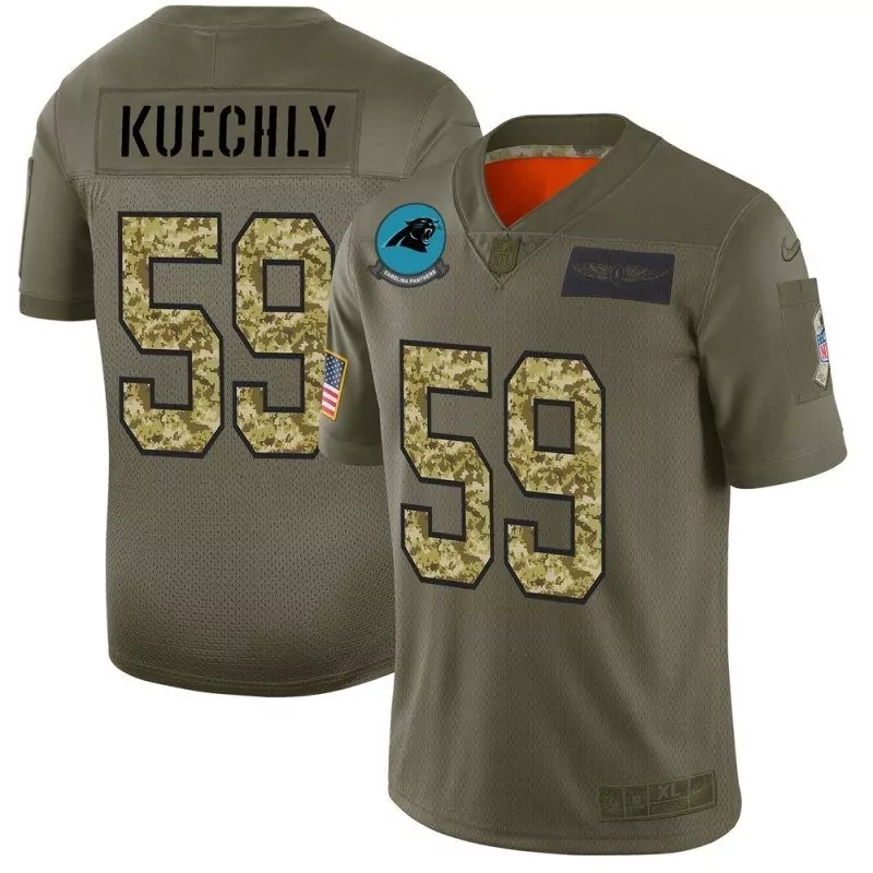Luke Kuechly 59 Carolina Panthers Jersey Olive Drab Salute To Service Us Flag Men