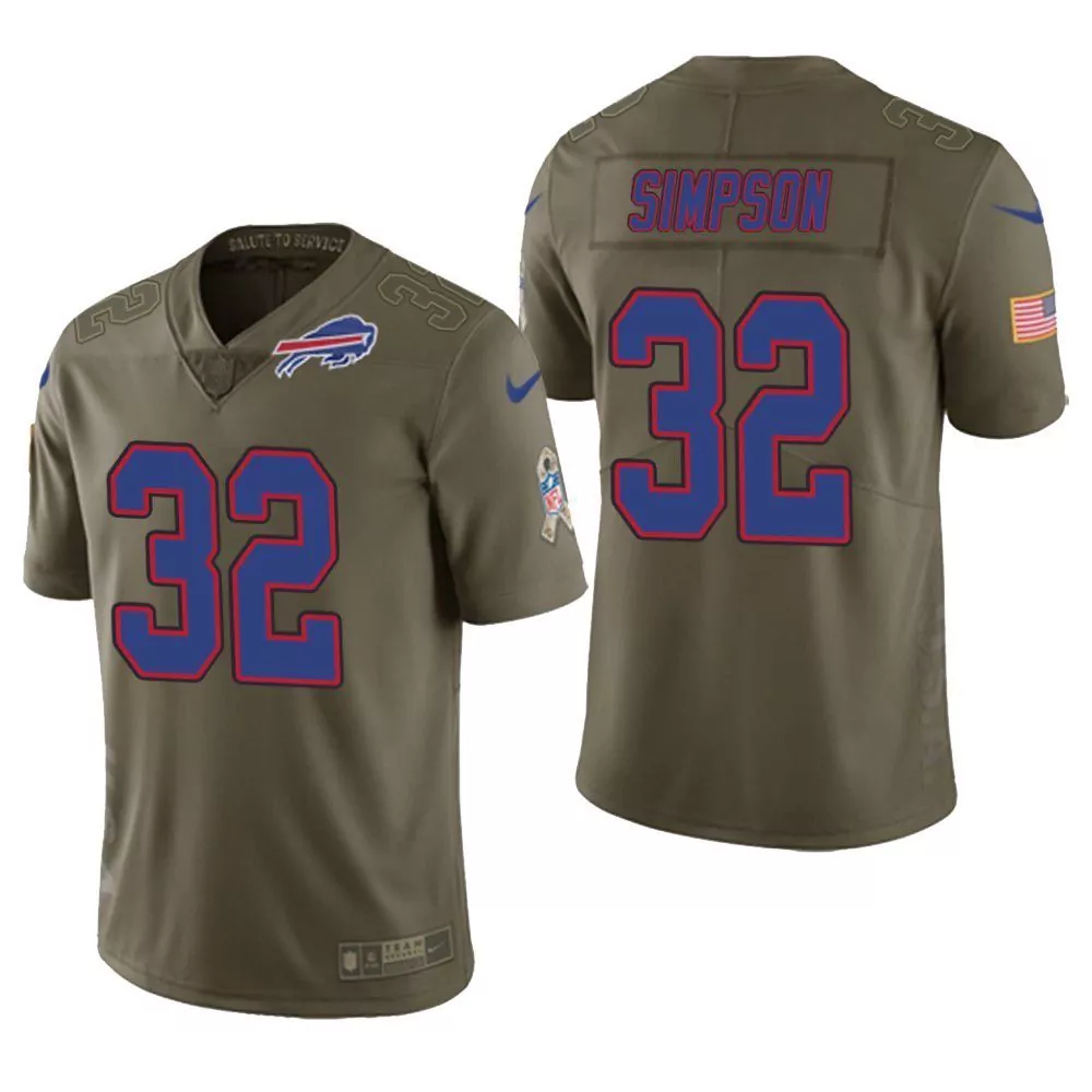 Oj Simpson 32 Buffalo Bills Jersey Olive Salute To Service American Flag Men NFL
