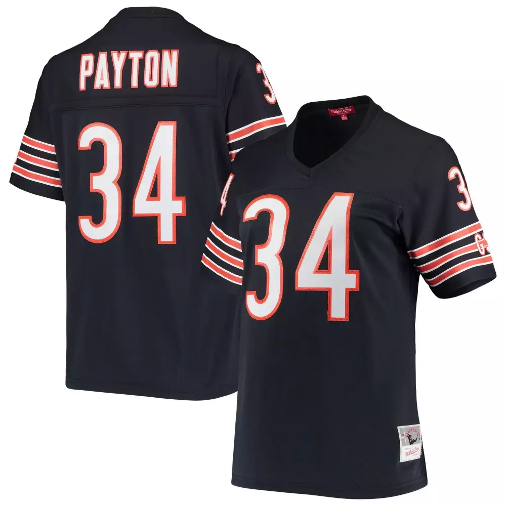 Walter Payton 34 Bears Jersey Black Men Replica Orange White Legacy