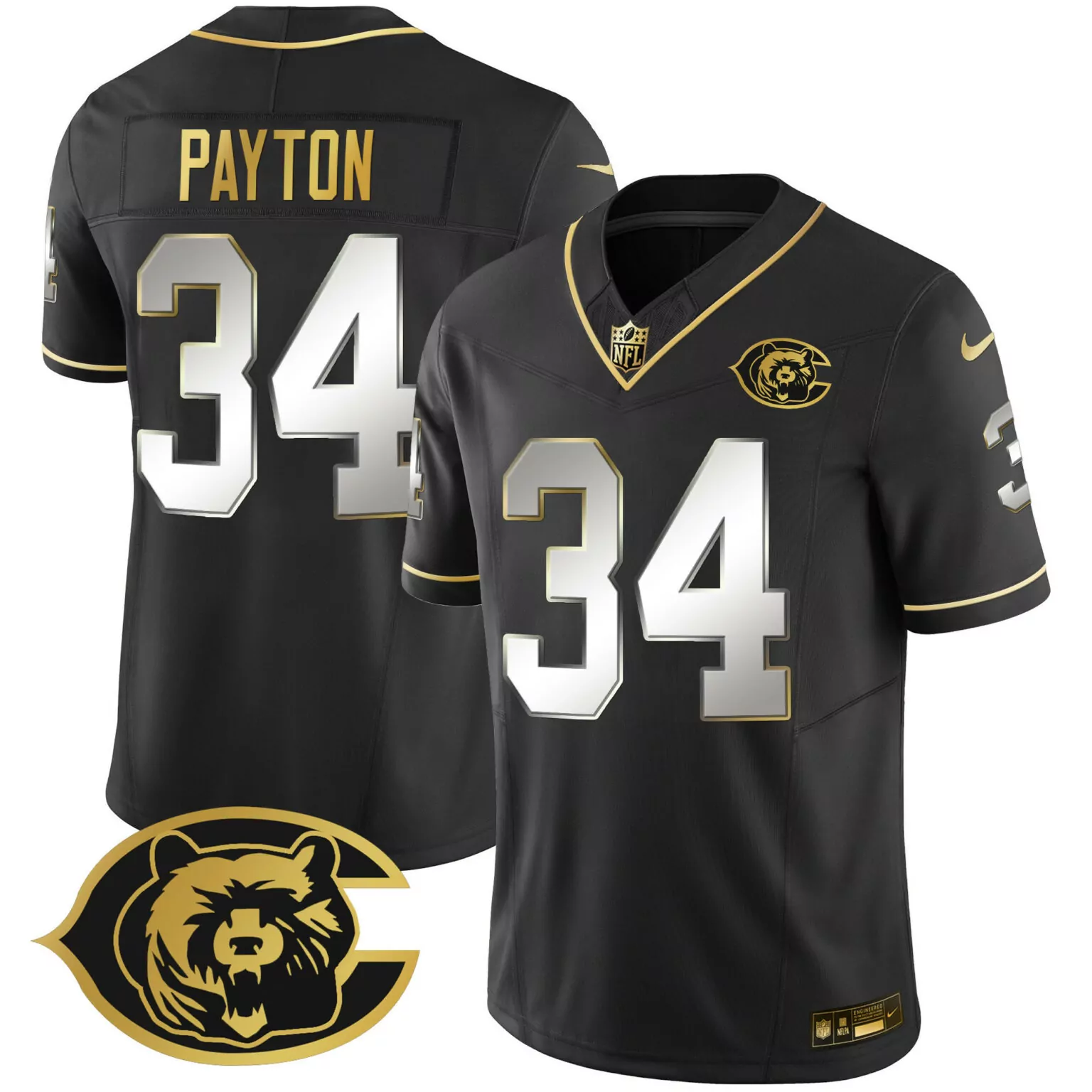 Walter Payton 34 Chicago Bears Jersey Black City Connect Men Nike Vapor Untouchable
