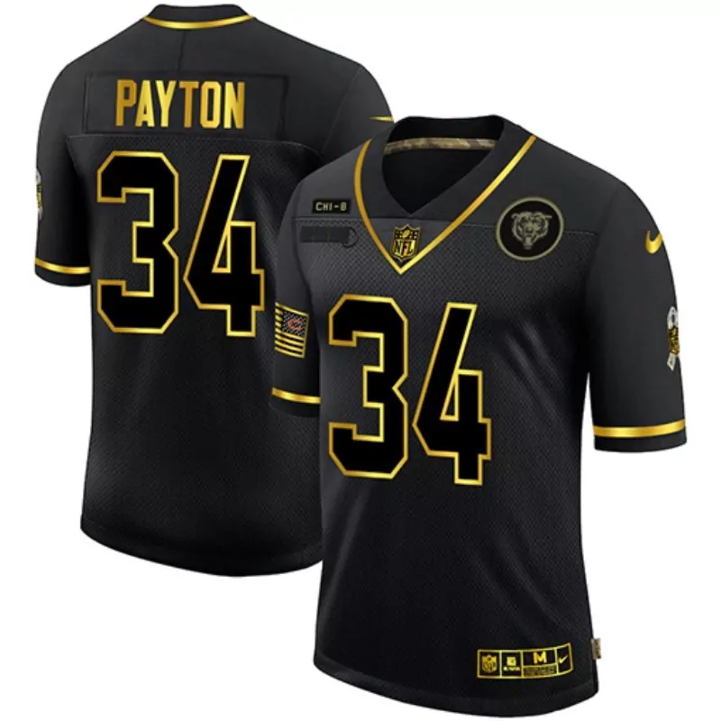 Walter Payton 34 Chicago Bears Jersey Black Winter Classic American Flag Men Alternate