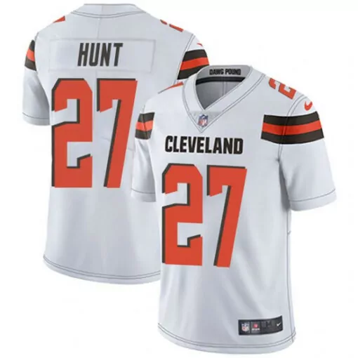 Kareem Hunt 27 Cleveland Browns Jersey White Men Orange Brown Vapor Stitched