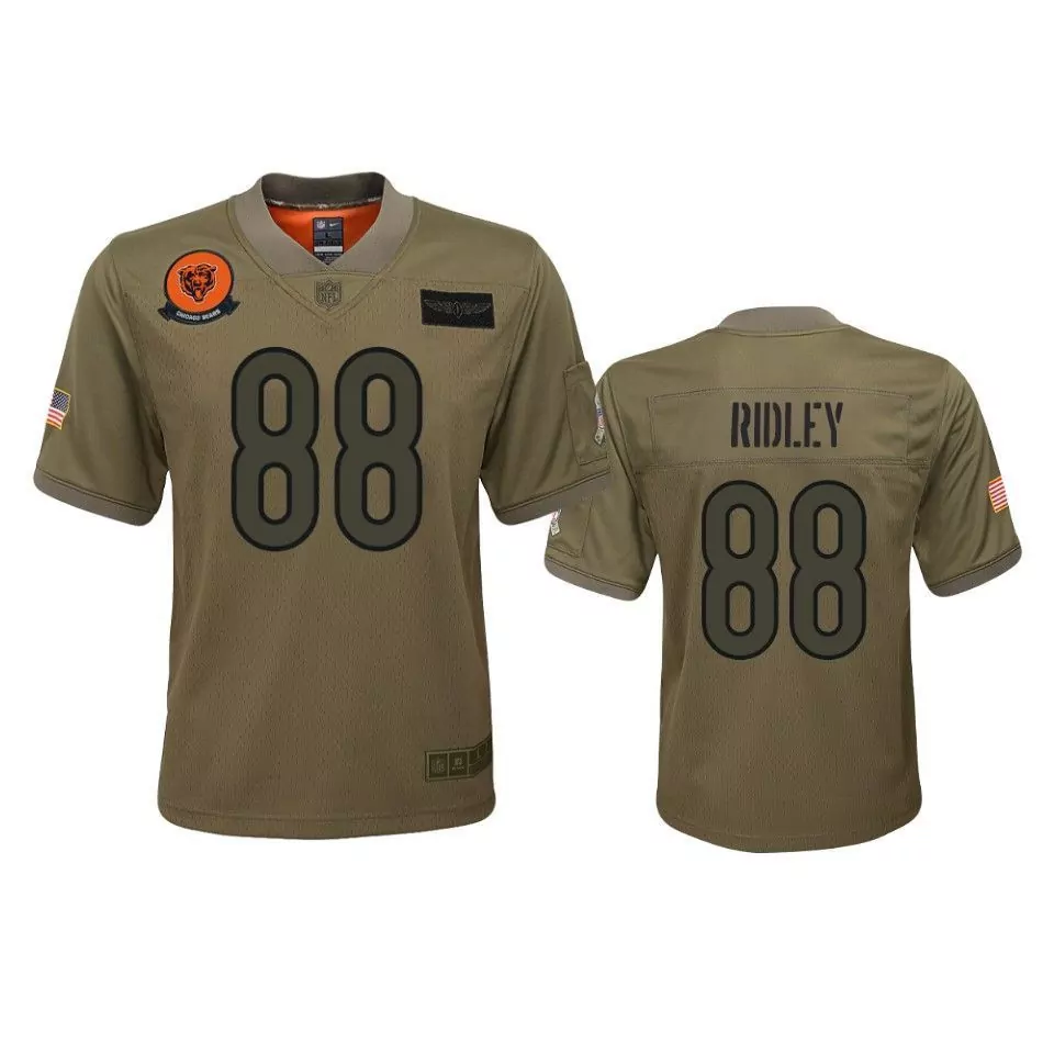 Darnell Mooney 88 Chicago Bears Jersey Olive Green Military Appreciation American Flag