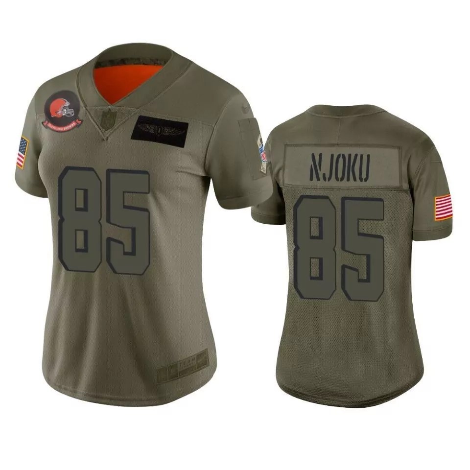 David Njoku 85 Cleveland Browns Jersey Olive Green Salute To Service American Flag Helmet