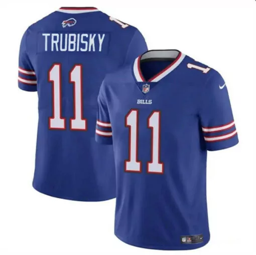 Mitchell Trubisky 11 Jersey Royal Blue Buffalo Bills Men NFL White Red Stitched