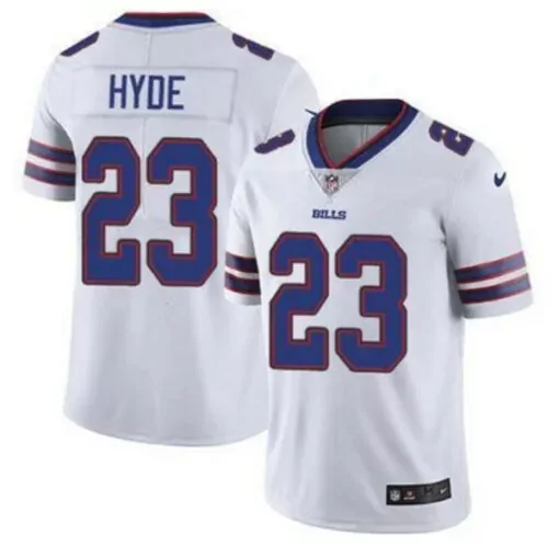 Carlos Hyde 23 Buffalo Bills Jersey White Men Alternate Blue Red Vapor Stitched