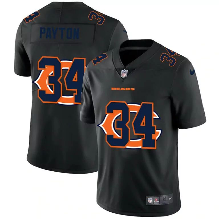Walter Payton 34 Chicago Bears Jersey Black Men Game Orange Navy Stitched