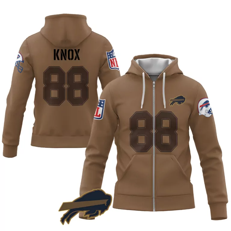 Dawson Knox 88 Buffalo Bills Jersey Brown Men Hoodie White Dark Blue Limited