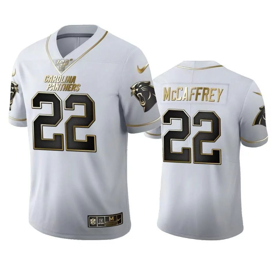 Christian Mccaffrey 22 Jersey White Carolina Panthers Men Player Alternate Gold Black