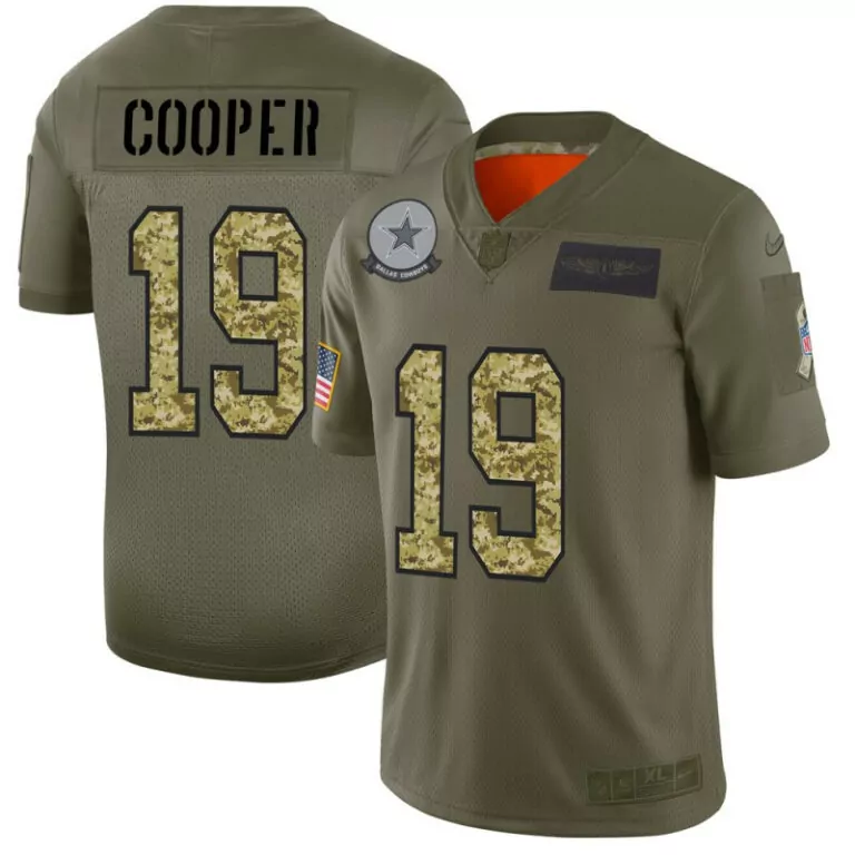 Amari Cooper 19 Dallas Cowboys Jersey Olive Green Salute To Service American Flag