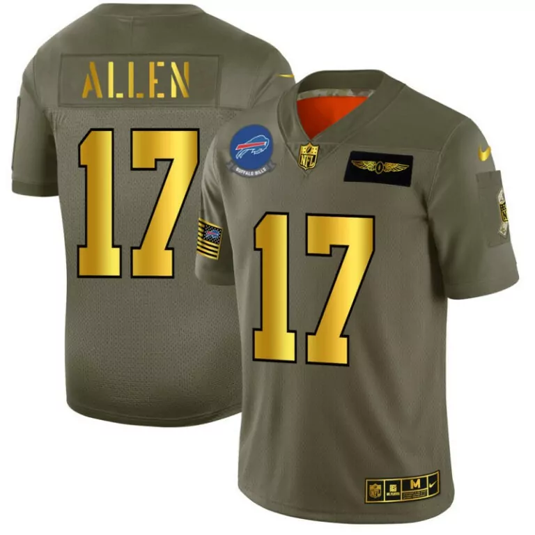 Josh Allen 17 Buffalo Bills Jersey Olive Green Salute To Service Us Flag Men Alternate