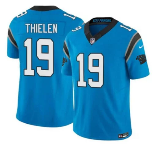 Adam Thielen 19 Carolina Panthers Jersey Blue Men Player Black Gray Stitched