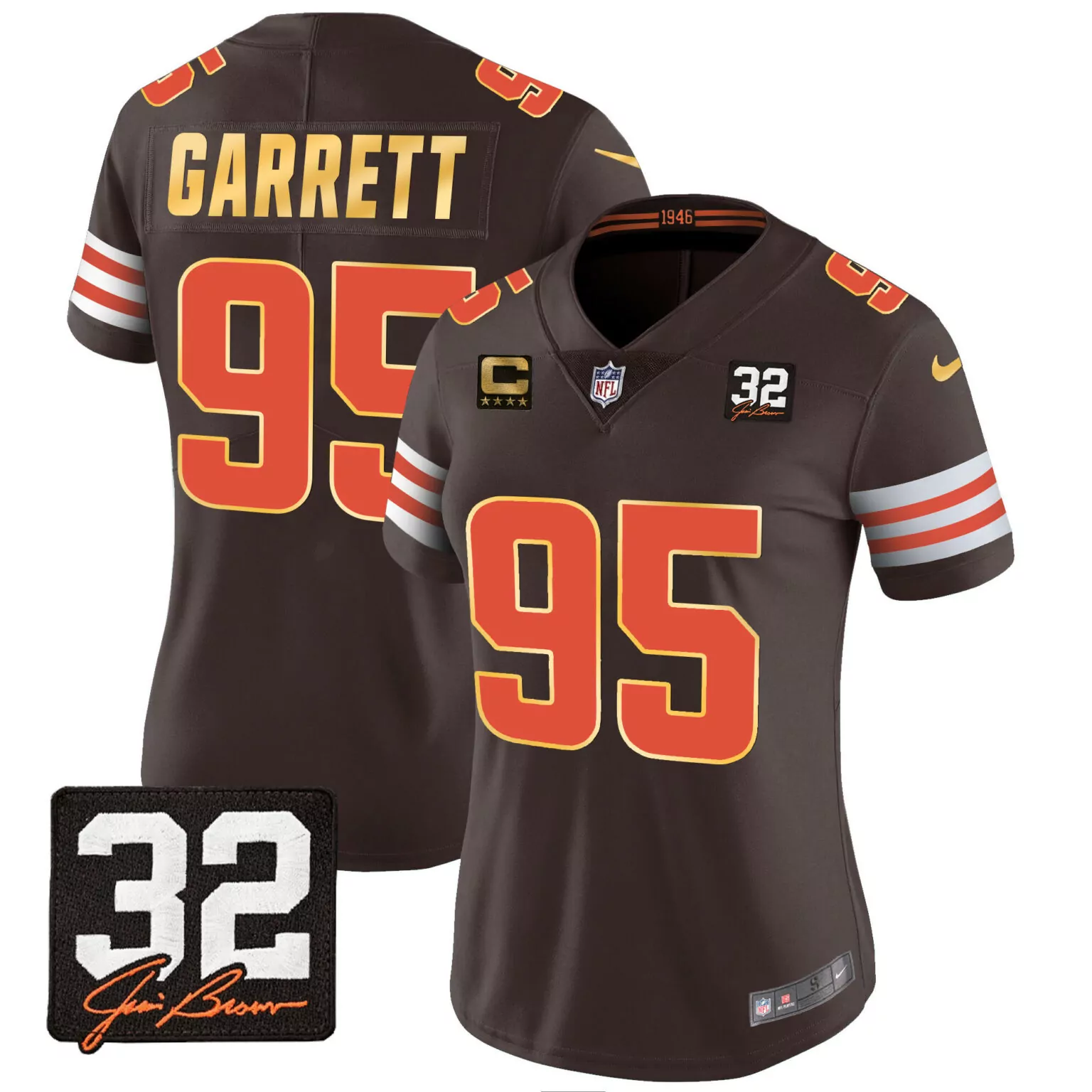 Myles Garrett 95 Cleveland Browns Jersey Brown Men Authentic Orange White All Stitched