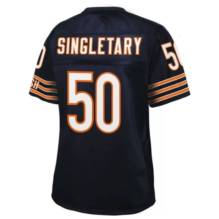 Mike Singletary 50 Chicago Bears Jersey Navy Blue Replica Orange White Pro Retired