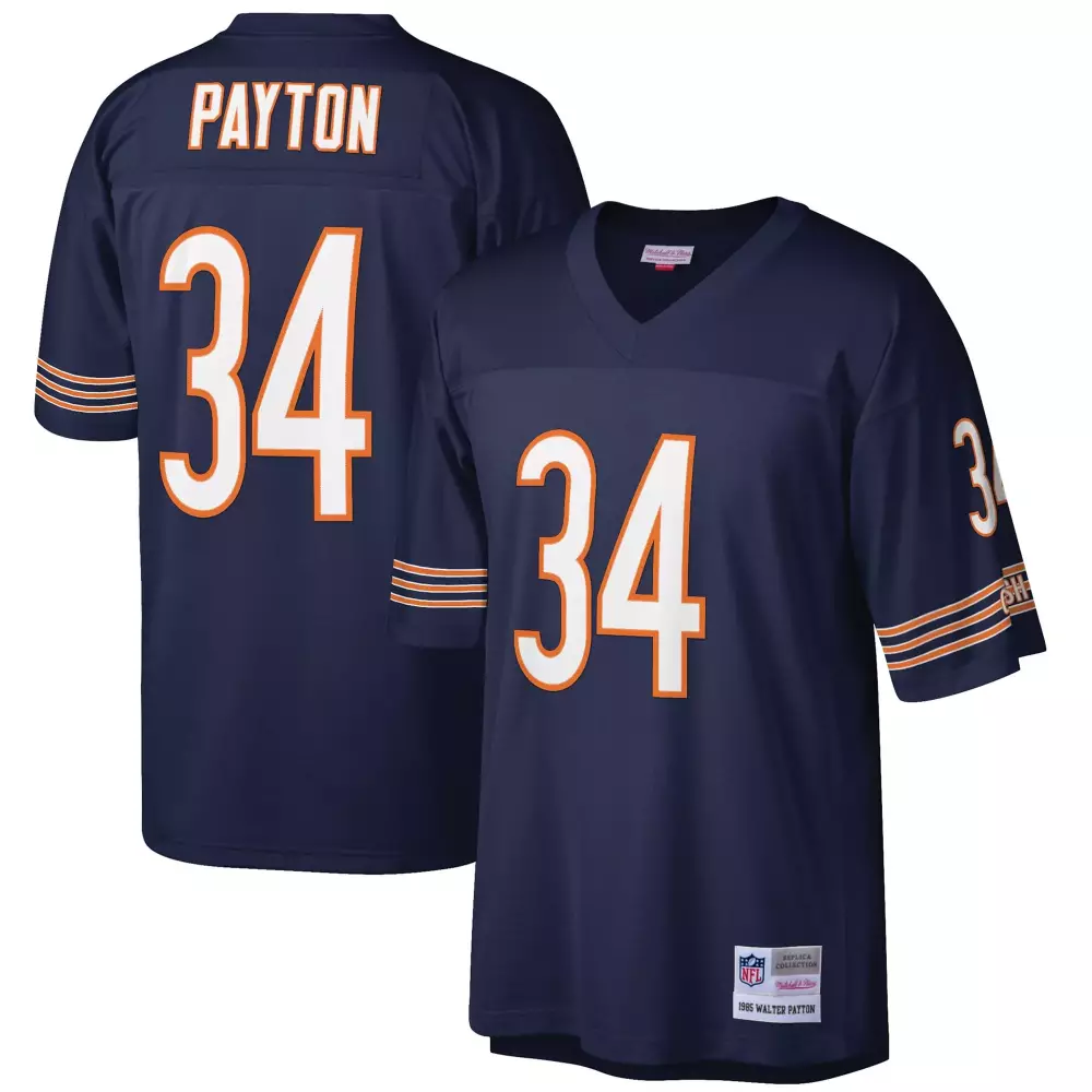 Walter Payton 34 Bears Jersey Navy Blue Men Replica Orange White Retired