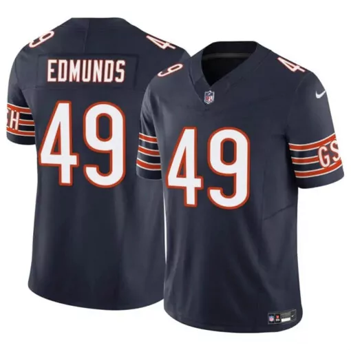 Tremaine Edmunds 49 Chicago Bears Jersey Navy Blue Men Orange White Vapor Stitched