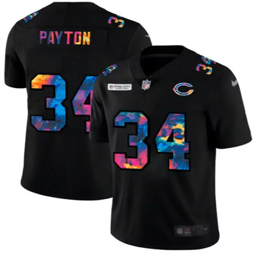 Walter Payton 34 Chicago Bears Jersey Black Tie-dye League Men Authentic Alternate