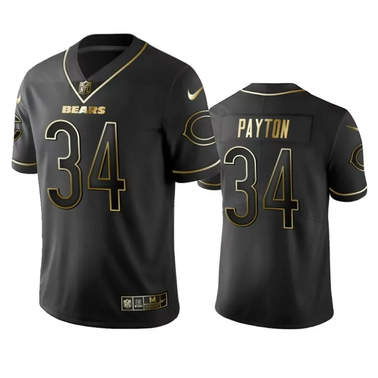 Walter Payton 34 Chicago Bears Jersey Black Men Player Alternate Gold Vapor