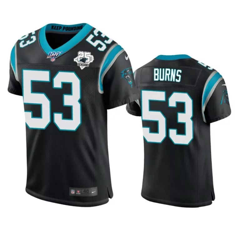 Brian Burns 53 Carolina Panthers Jersey Black 25 Seasons Men Standard Light Blue