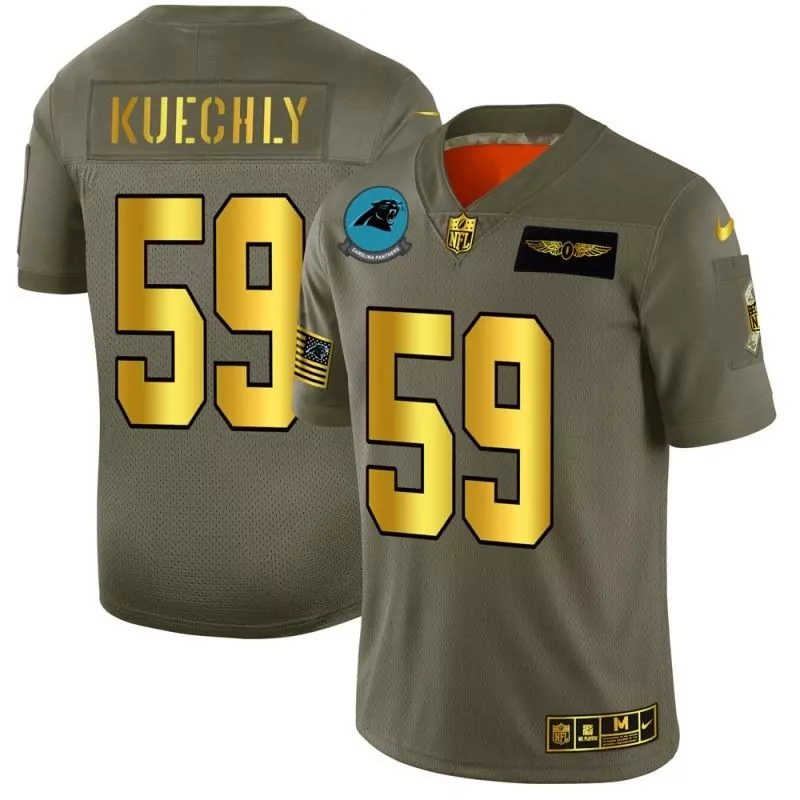Luke Kuechly 59 Carolina Panthers Jersey Olive Green Salute To Service Us Flag Men