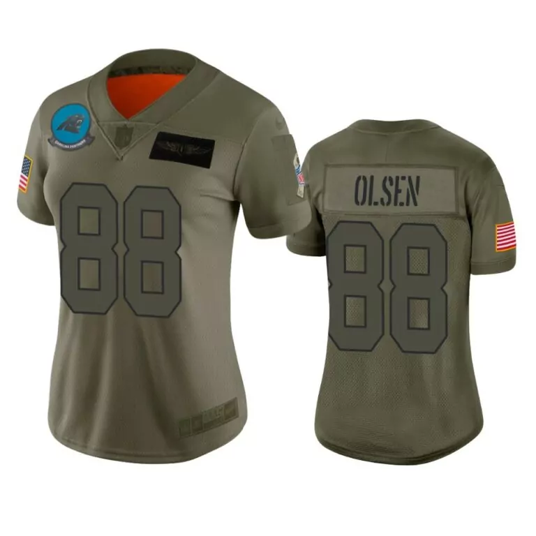 Greg Olsen 88 Carolina Panthers Jersey Olive Drab Salute To Service USA Flag Men