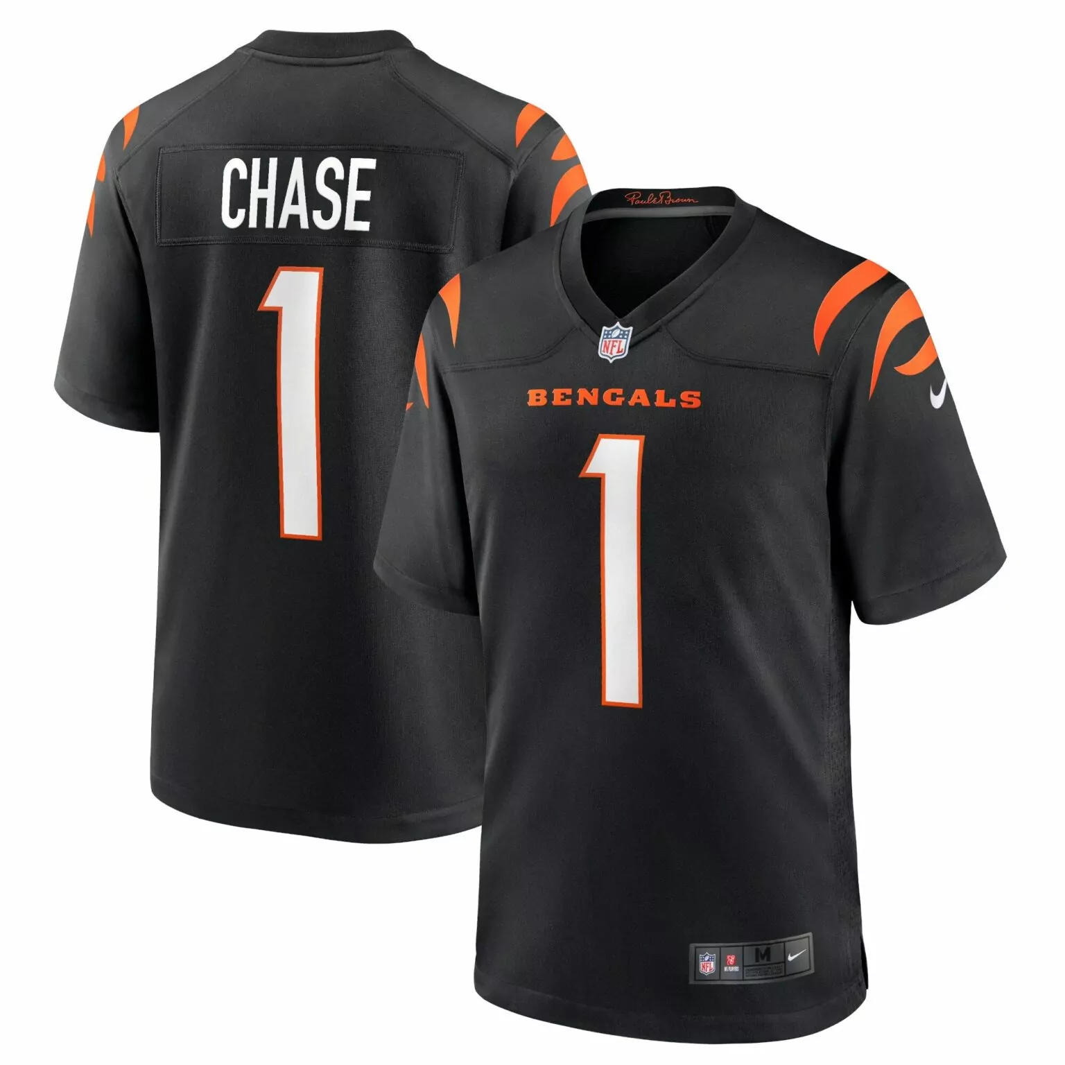 Ja'marr Chase 1 Bengals Jersey Black Men Orange White Game