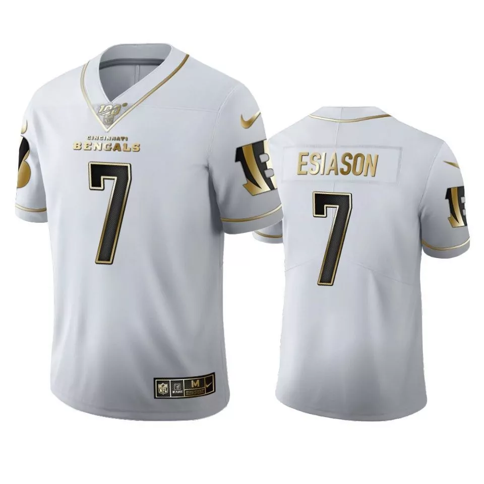 Boomer Esiason 7 Jersey White Cincinnati Bengals Men Standard Alternate Black Gold