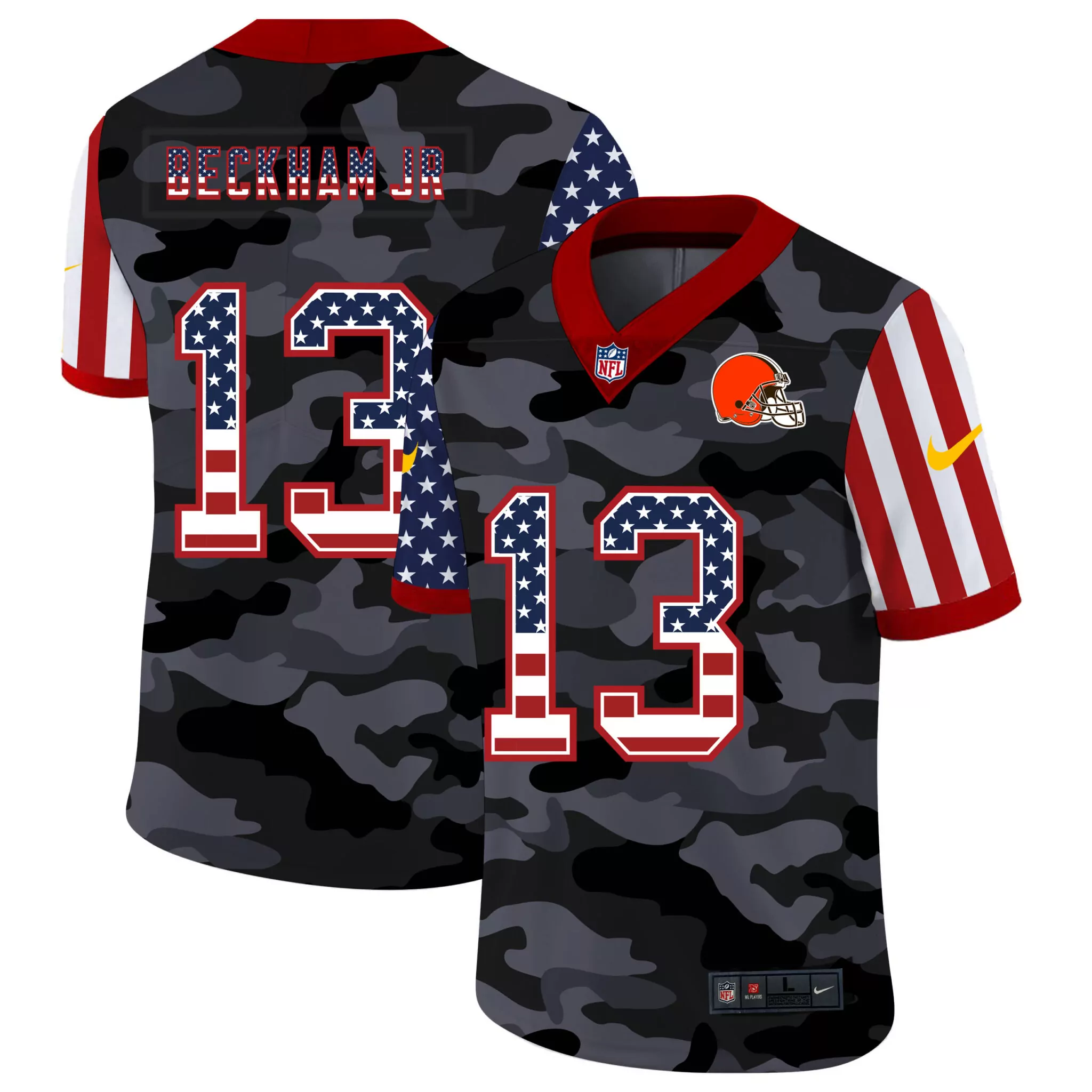 Beckham Jr. 13 Cleveland Browns Jersey Gray Salute To Service Men Alternate Custom Design