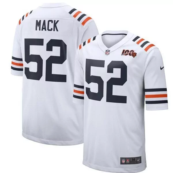 Khalil Mack 52 Bears Jersey White NFL 100 Men Navy Blue Orange Alternate Classic