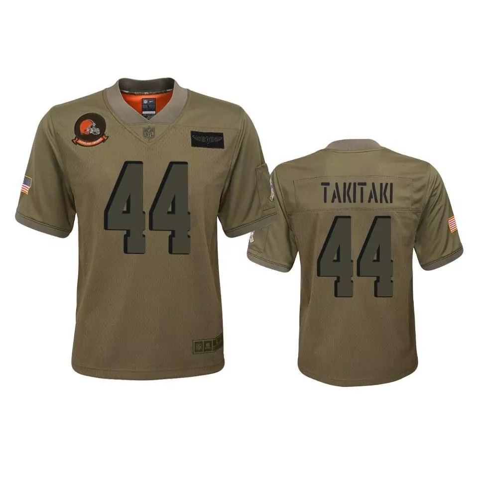 Sione Takitaki 44 Jersey Olive Green Salute To Service Cleveland Browns Us Flag Men
