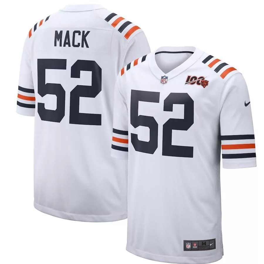 Khalil Mack 52 Bears Jersey White 100th Season Men Navy Orange Alternate Classic