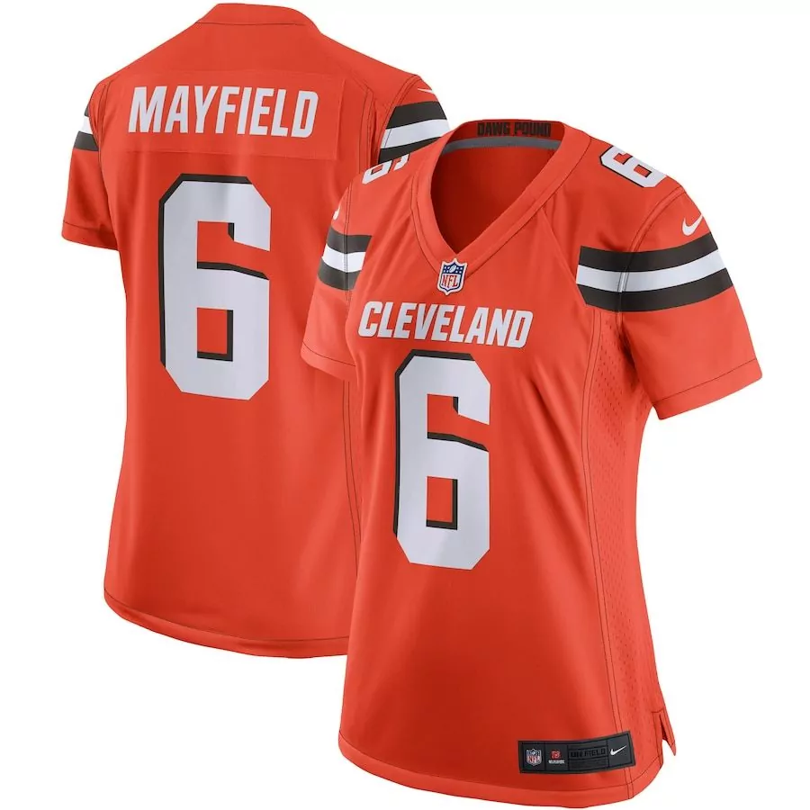 Baker Mayfield 6 Cleveland Browns Jersey Orange Women Replica White Brown Game