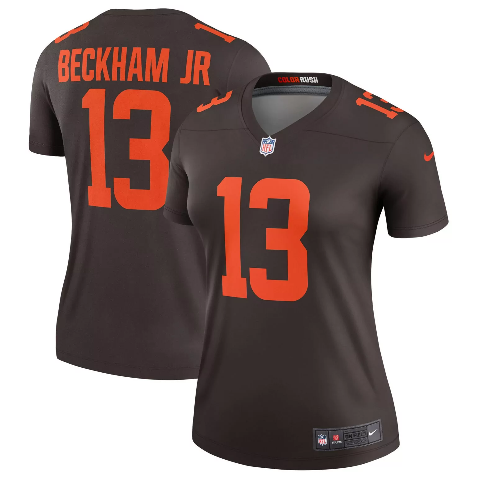 Odell Beckham 13 Cleveland Browns Jersey Brown Color Rush Women Orange Alternate