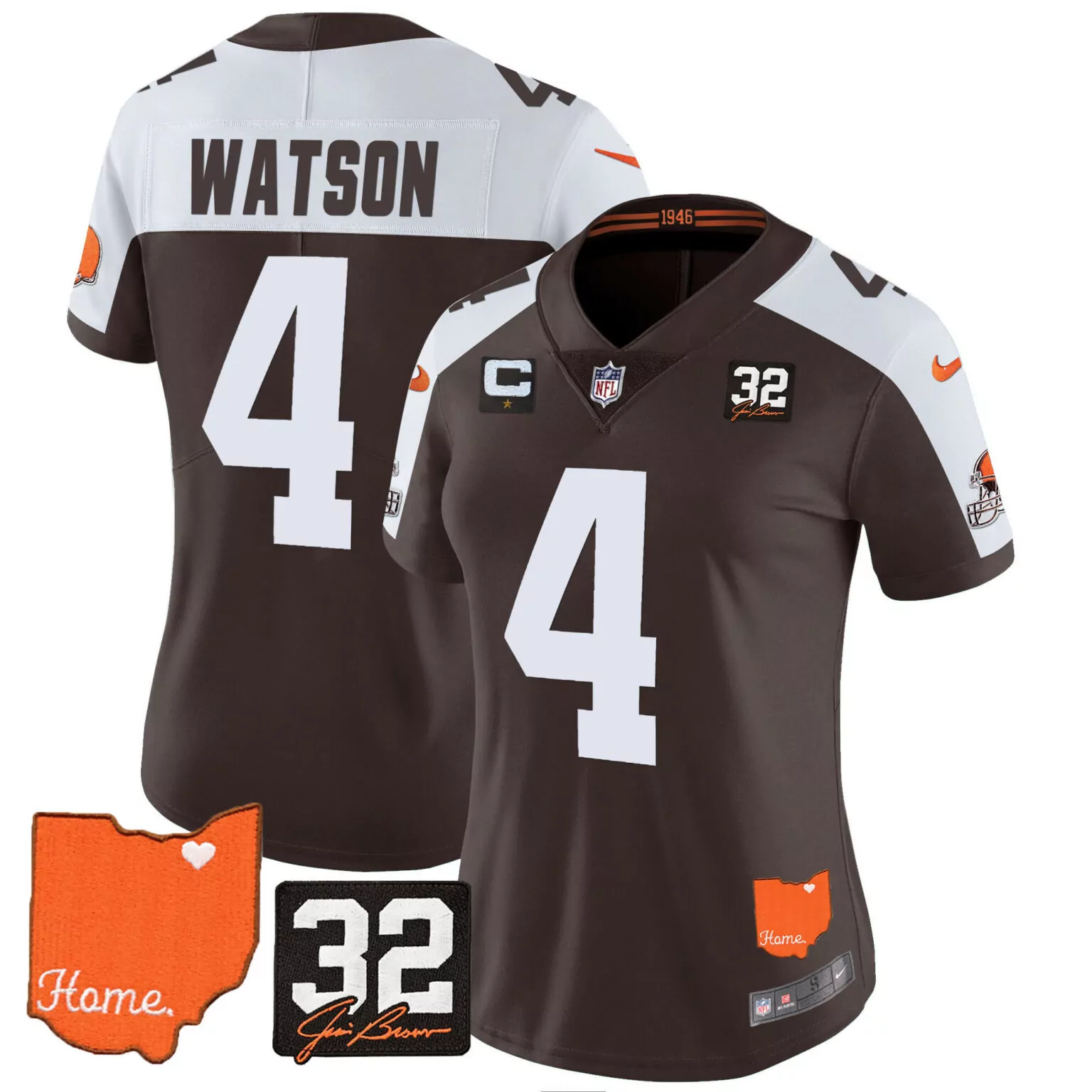 Deshaun Watson 4 Cleveland Browns Jersey Brown Ohio Shape Heart "home" 32 "jim Brown" Signature
