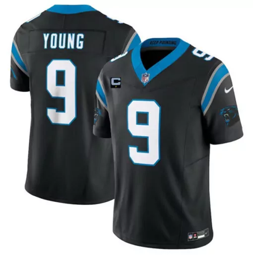 Bryce Young 9 Carolina Panthers Jersey Black Men Blue White Vapor Stitched