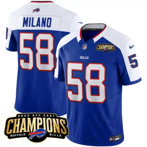 Matt Milano 58 Buffalo Bills Jersey Royal Blue 2023 AFC East Champions Men Alternate