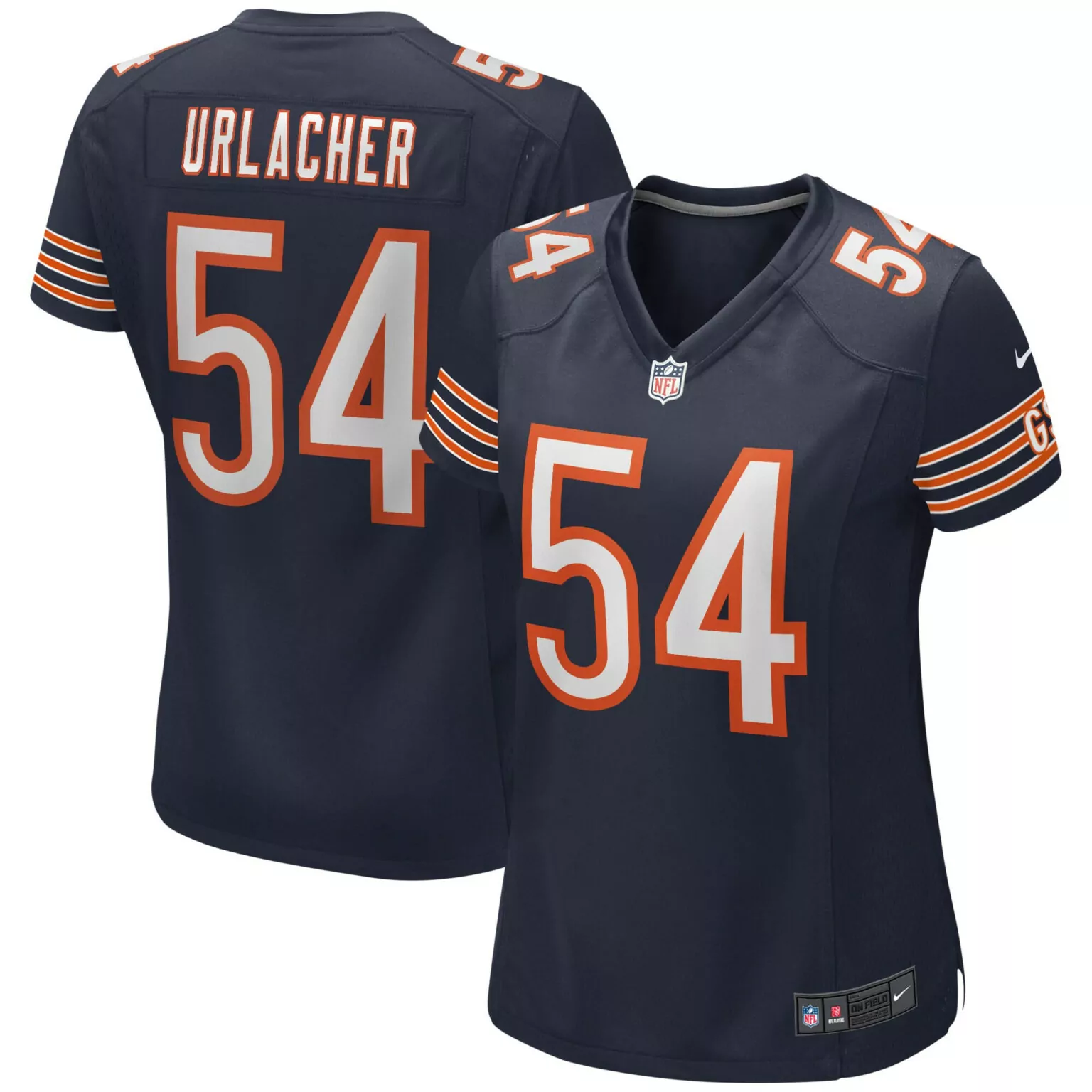 Brian Urlacher 54 Chicago Bears Jersey Navy Men NFL Orange White Game Retired