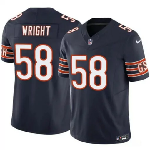 Darnell Wright 58 Chicago Bears Jersey Navy Men Replica White Orange Stitched