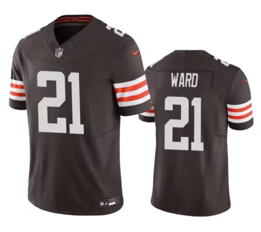 Denzel Ward 21 Cleveland Browns Jersey Brown Men Orange White Stitched