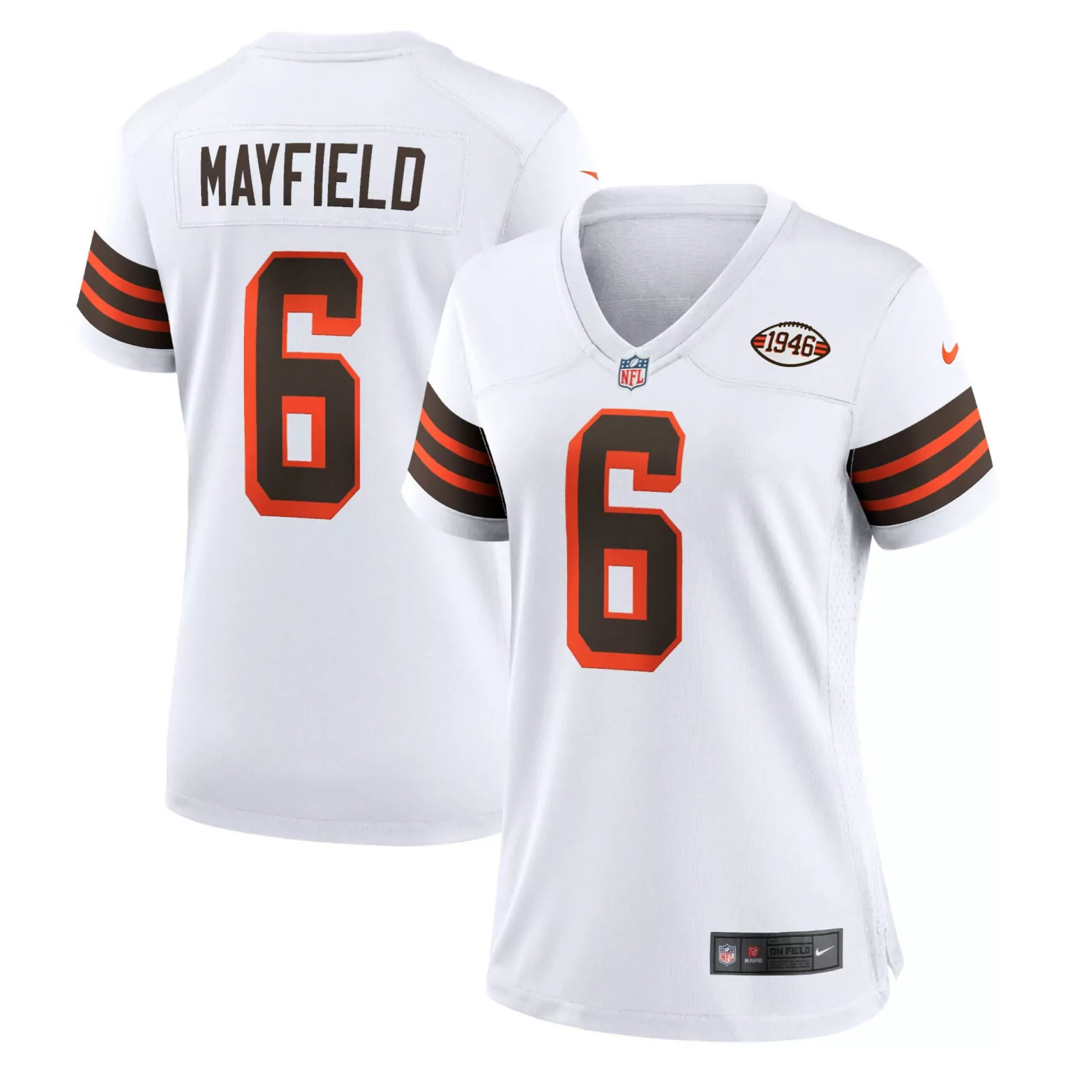 Baker Mayfield 6 Cleveland Browns Jersey White Women Game Alternate Brown Orange