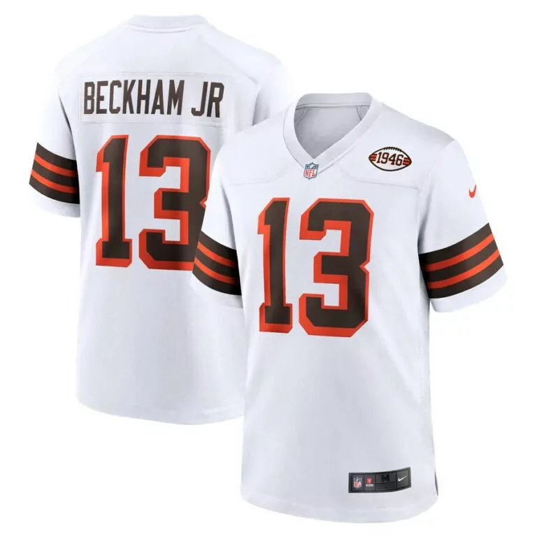 Odell Beckham 13 Cleveland Browns Jersey White Men Brown Orange Collection Alternate