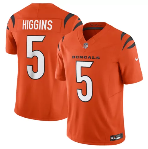 Tee Higgins 5 Bengals Jersey Orange Men Black White Stitched