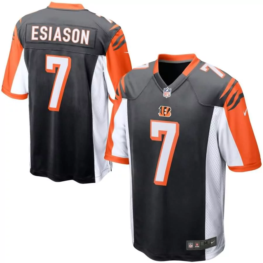 Boomer Esiason 7 Jersey Black Cincinnati Bengals Men Replica Alternate Orange White