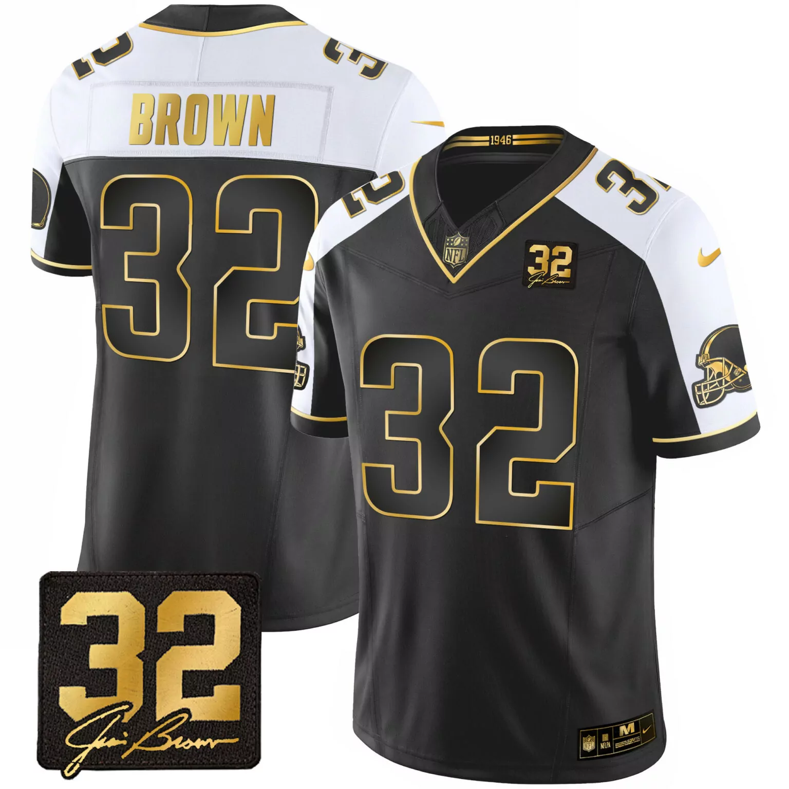 Jim Brown 32 Pittsburgh Steelers Jersey Black NFL 100th Season Joe Greene Men Alternate
