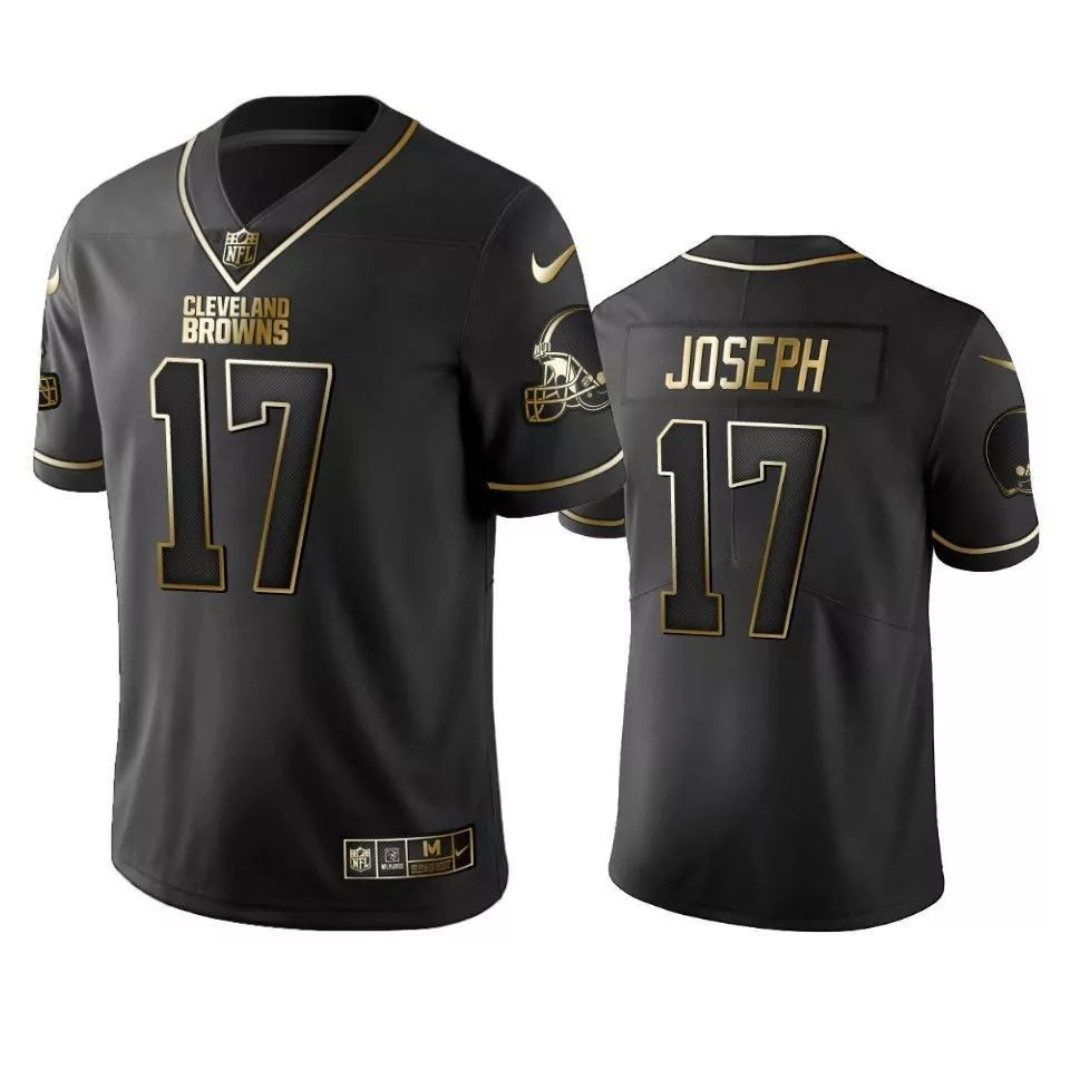 Kerby Joseph 17 Cleveland Browns Jersey Black Men Player Gold Vapor Limited
